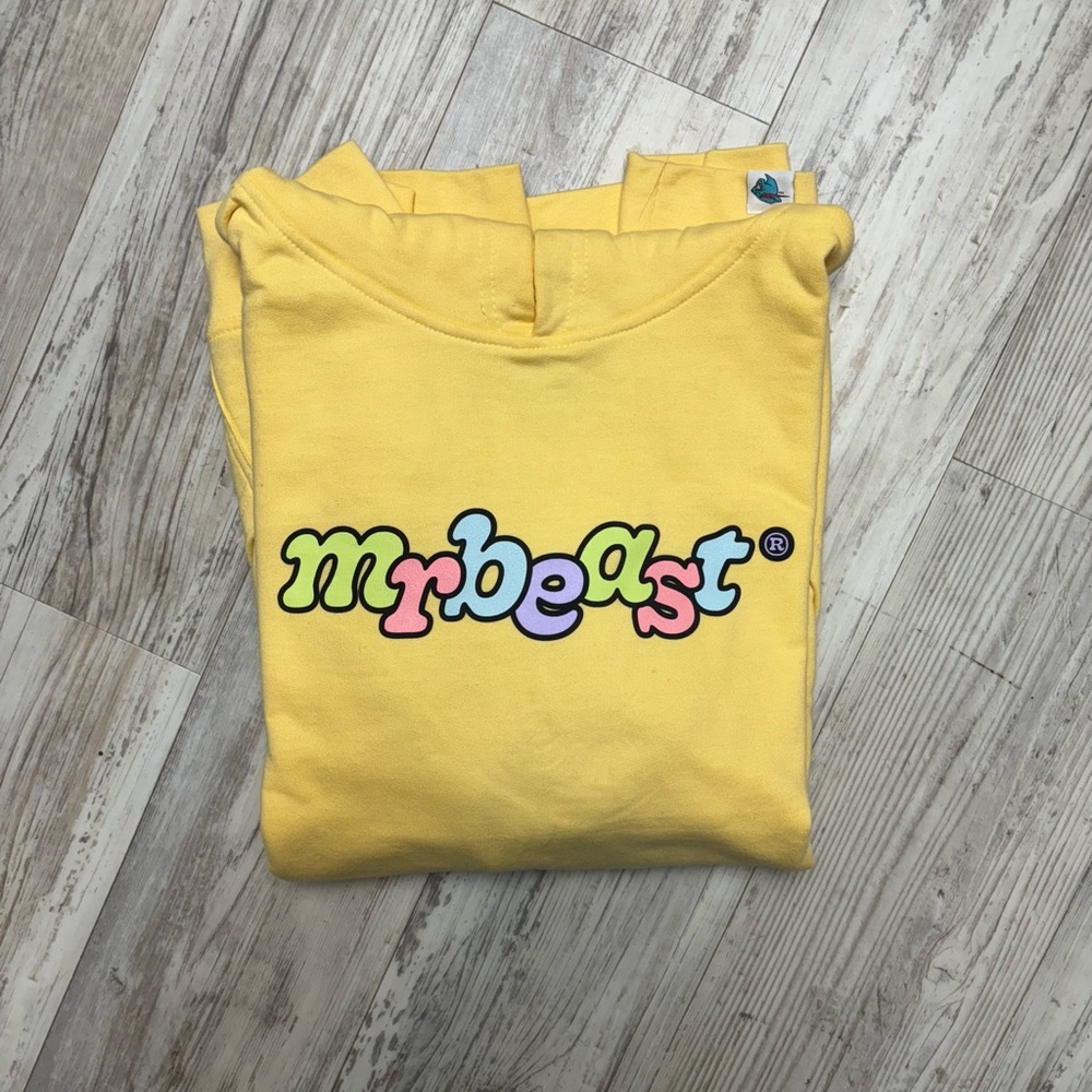 Mr. Beast Color Pop Pigment-Dyed Hoodie Yellow Unisex Size S